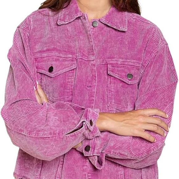 POL Jackets & Blazers - POL Clothing Washed Corduroy Trucker Jacket Pink Size Large